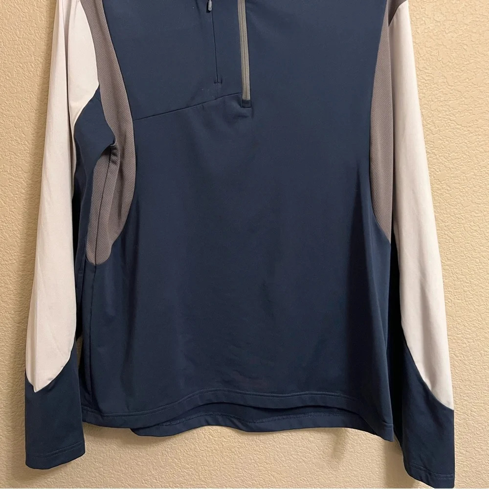 Sunice Golf Pullover Mens Large Blue White Otaki Mid Layer 1/4 Quarter Zip - Picture 5 of 14